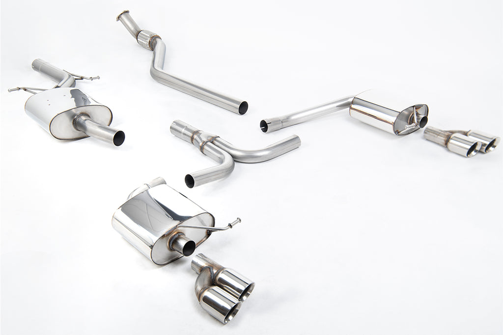 Audi A4 2.0 B8 S line (Manual) - Resonated (Quieter) Cat-Back Exhaust System with Quad-outlet GT80 Polished Trims