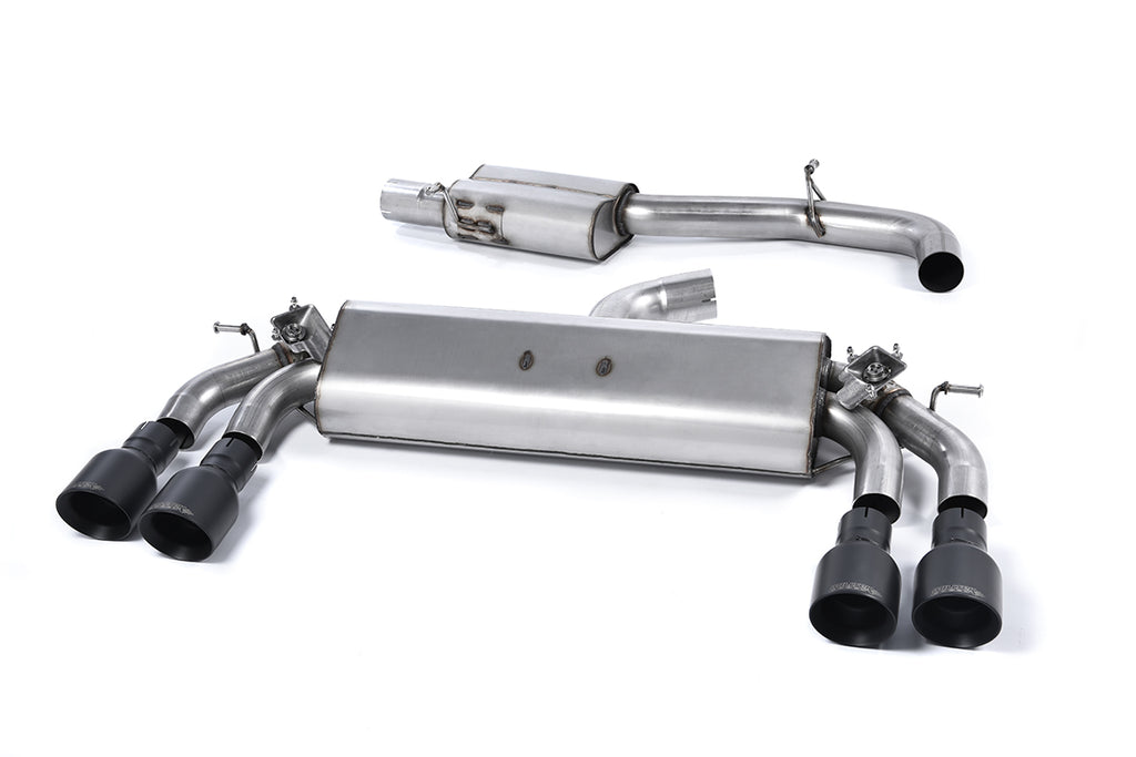 Audi S3 8V/8V.2 Sportback Non GPF - Resonated (Quieter) Cat-Back Exhaust System with Quad Round Cerakote Black Trims