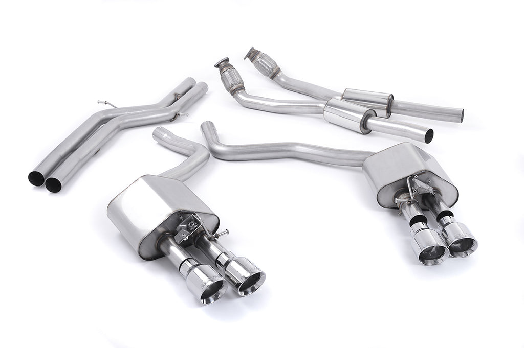 Audi S6 C7/S7 Sportback - Valved &amp; Non-Resonated (Louder) Cat-Back Exhaust System with Polished Trims