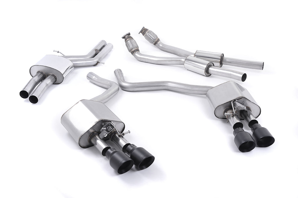 Audi S6 C7/S7 Sportback - Valved &amp; Resonated (Quieter) Cat-Back Exhaust System with Cerakote Black Trims