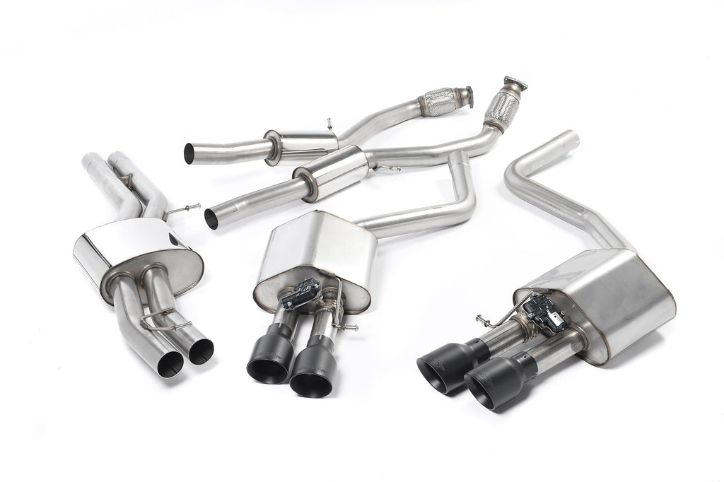 Audi S8 D4 Quattro - Resonated (Quieter) Cat-Back Exhaust System with Cerakote Black Trims