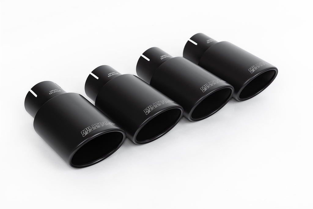 Audi S3 8V.2 - Non-Resonated (Louder) Cat-Back Exhaust System Quad Oval Cerakote Black Trims