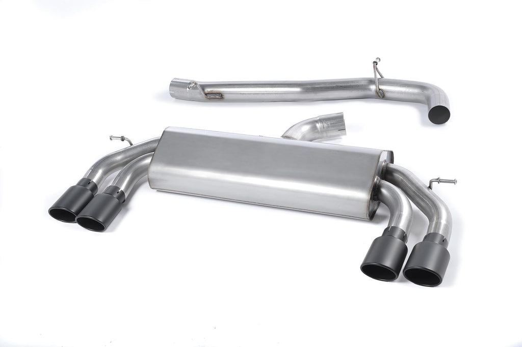 Audi S3 8V/8V.2 - Non-Valved &amp; Non-Resonated Cat-Back Race Exhaust System (Louder) with Quad Oval Cerakote Black Trims