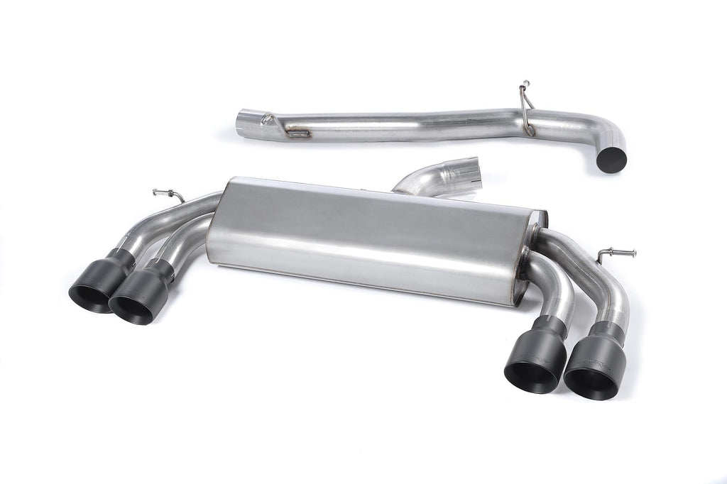Audi S3 8V/8V.2 - Non-Valved &amp; Non-Resonated (Louder) Cat-Back Race Exhaust System with Quad Round Cerakote Black Trims