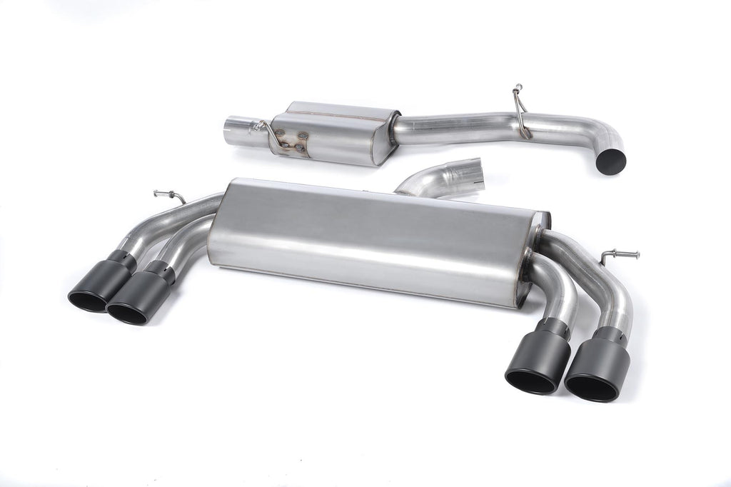 Audi S3 8V/8V.2 - Non-Valved &amp; Resonated (Quieter) Cat-Back Race Exhaust System with Quad Oval Cerakote Black Trims