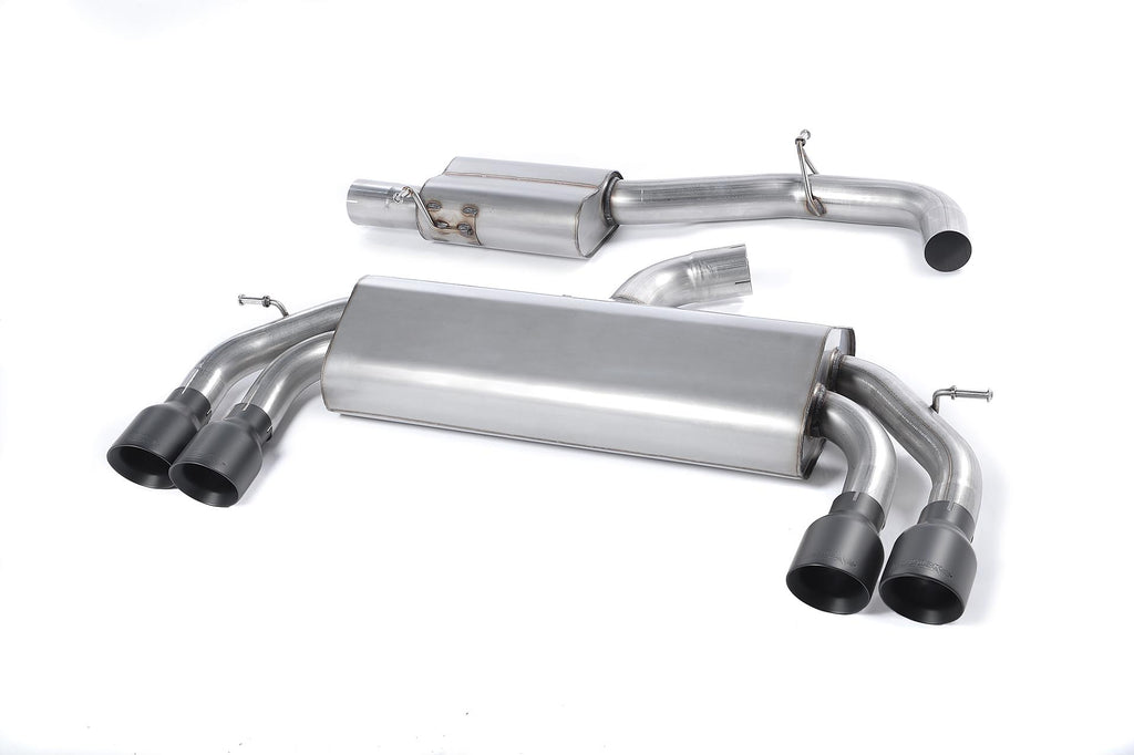 Audi S3 8V/8V.2 - Non-Valved &amp; Resonated (Quieter) Cat-Back Race Exhaust System with Quad Round Cerakote Black Trims