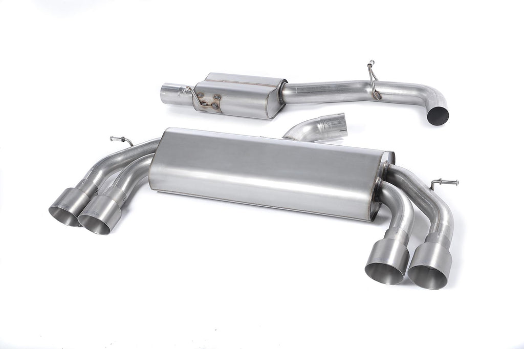 Audi S3 8V/8V.2 - Non-Valved &amp; Resonated (Quieter) Cat-Back Race Exhaust System with Quad Round Titanium Trims