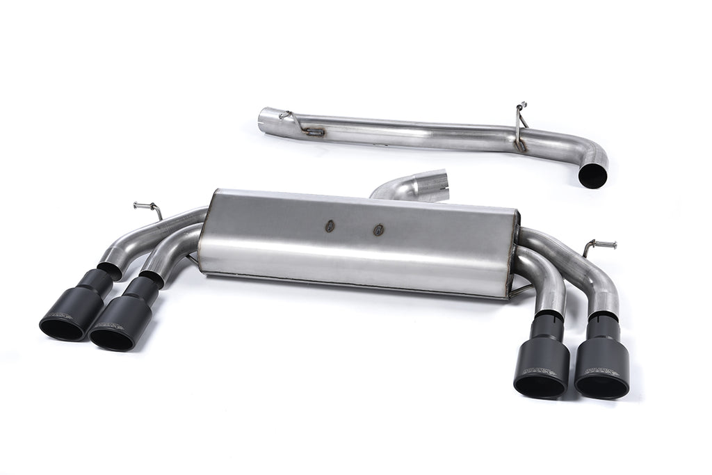 Audi S3 8V/8V.2 Sportback Non GPF - Non-Valved &amp; Non-Resonated (Louder) Cat-Back Race Exhaust System with Quad Oval Cerakote Black Trims