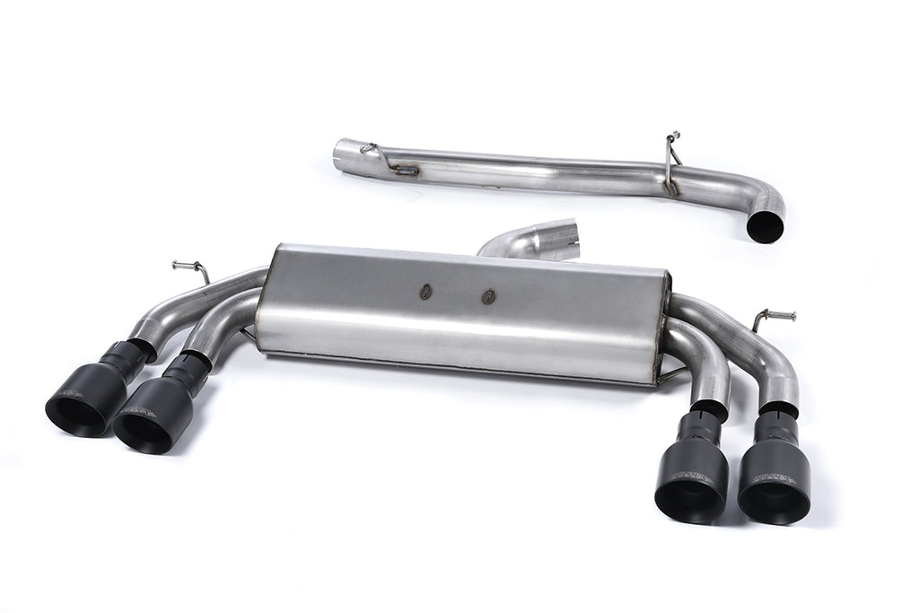 Audi S3 8V/8V.2 Sportback Non GPF - Non-Valved &amp; Non-Resonated (Louder) Cat-Back Race Exhaust System with Quad Round Cerakote Black Trims