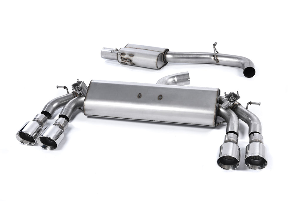 Audi S3 8V/8V.2 Sportback Non GPF - Non-Valved &amp; Resonated (Quieter) Cat-Back Race Exhaust System with Quad Round Polished Trims