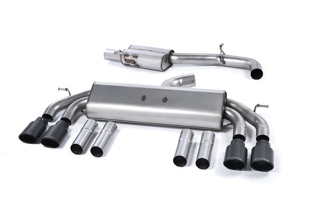 Audi S3 8V/V.2 - Non-Valved &amp; Resonated (Quieter) Cat-Back Race Exhaust System with Quad Oval Cerakote Black Trims