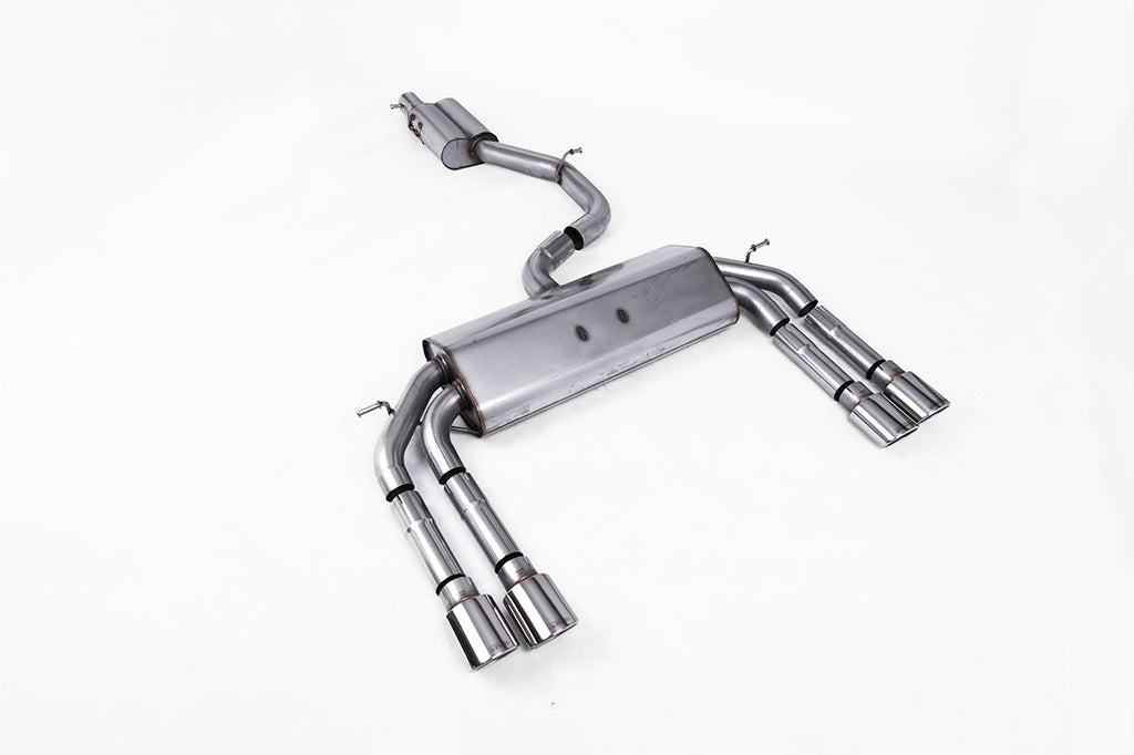 Audi S3 8V/V.2 - Non-Valved &amp; Resonated (Quieter) Cat-Back Race Exhaust System with Quad Oval Polished Trims