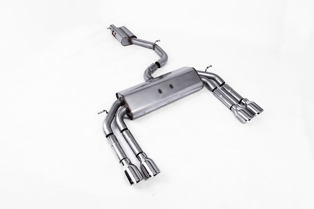Audi S3 8V/V.2 - Non-Valved &amp; Resonated (Quieter) Cat-Back Race Exhaust System with Quad Round Polished Trims