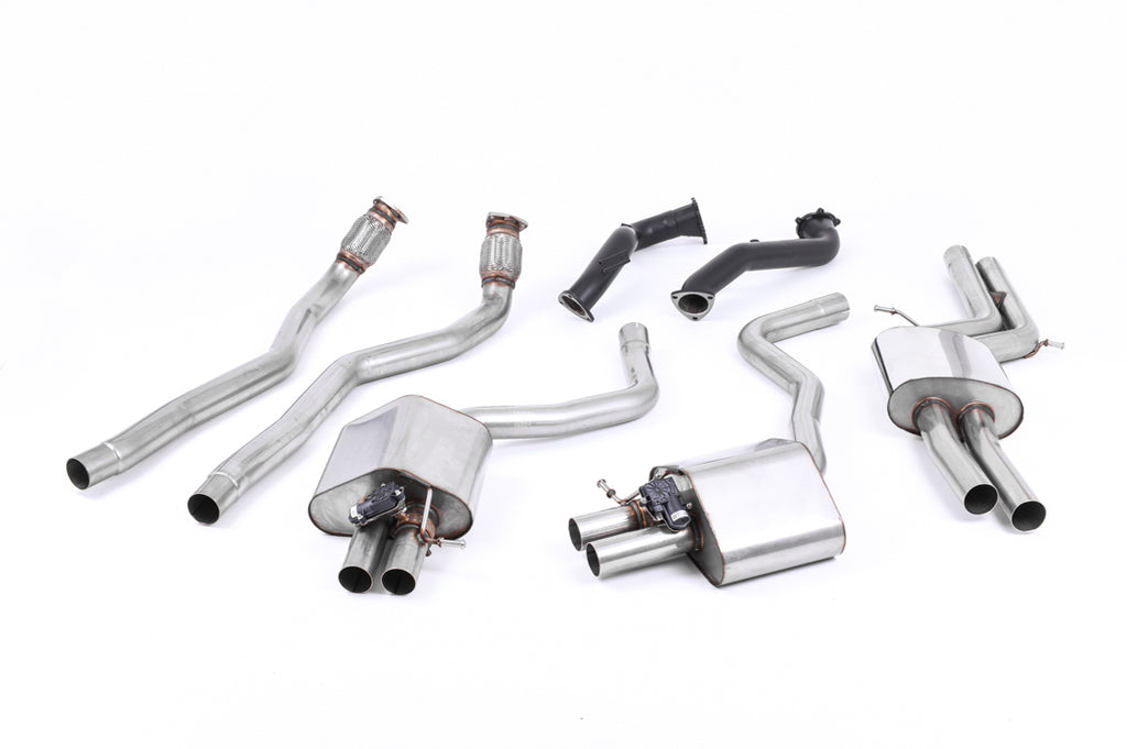 Audi RS6/RS7 C7 - Resonated (Quieter) Complete Exhaust System with Catalyst Bypass - Uses OE Trims
