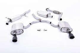 Audi A4 2.0 B9 Quattro - Resonated (Quieter) Cat-Back Exhaust System with Dual GT-100 Cerakote Black Trims