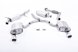 Audi A4 2.0 B9 Quattro - Resonated (Quieter) Cat-Back Exhaust System with Dual GT-100 Polished Trims