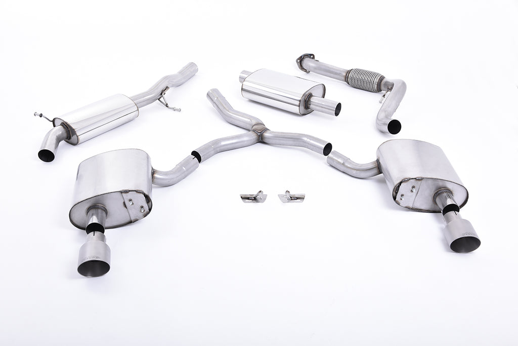Audi A4 2.0 B9 Quattro - Resonated (Quieter) Cat-Back Exhaust System with Dual GT-100 Titanium Trims