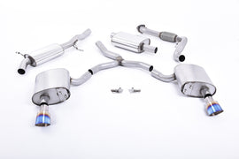 Audi A4 2.0 B9 Quattro - Resonated (Quieter) Cat-Back Exhaust System with Dual GT-100 Burnt Titanium Trims