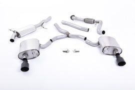 Audi A4 2.0 B9 Quattro - Road+ Part Resonated Cat-Back Exhaust System with Dual GT-100 Cerakote Black Trims