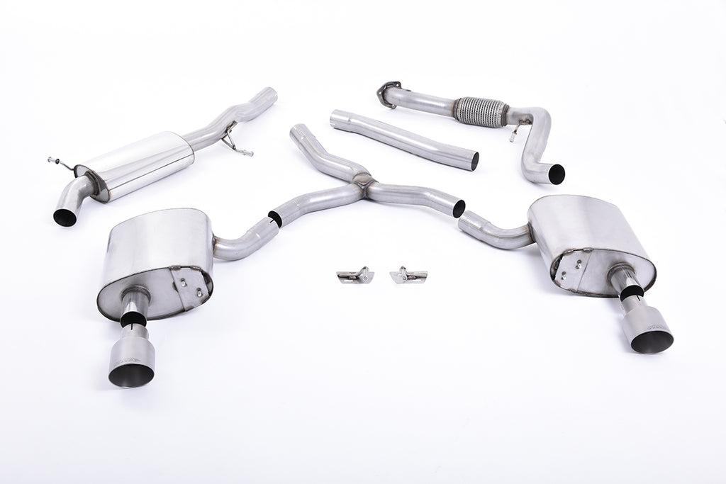 Audi A4 2.0 B9 Quattro - Road+ Part Resonated Cat Back Exhaust System with Dual GT-100 Titanium Trims