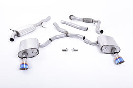 Audi A4 2.0 B9 Quattro - Road+ Part Resonated Cat-Back Exhaust System with Dual GT-100 Burnt Titanium Trims