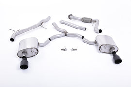 Audi A4 2.0 B9 Quattro - Non-Resonated (Louder) Cat-Back Exhaust System with Dual GT-100 Cerakote Black Trims