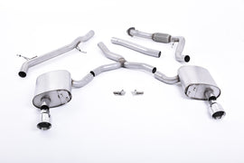 Audi A4 2.0 B9 Quattro - Non-Resonated (Louder) Cat-Back Exhaust System with Dual GT-100 Polished Trims