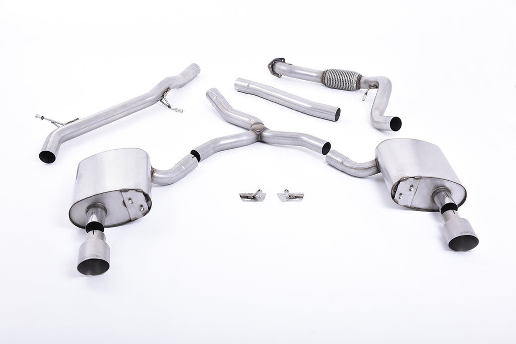 Audi A4 2.0 B9 Quattro - Non-Resonated (Louder) Cat-Back Exhaust System with Dual GT-100 Titanium Trims