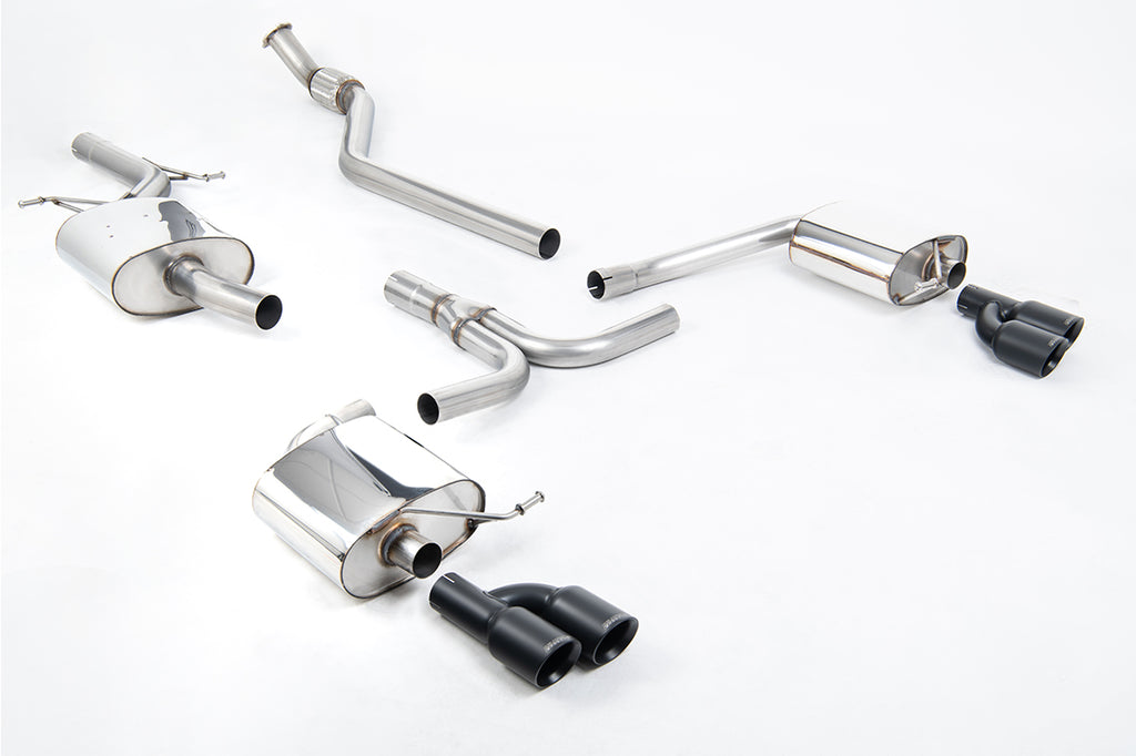 Audi A4 2.0 B8 S line (Manual) - Resonated (Quieter) Cat-Back Exhaust System with Cerakote Black Quad-outlet Trims