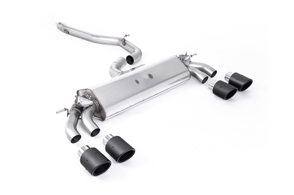 Non-Resonated (Louder) GPF/OPF-Back Exhaust System with Quad Round Carbon Trims