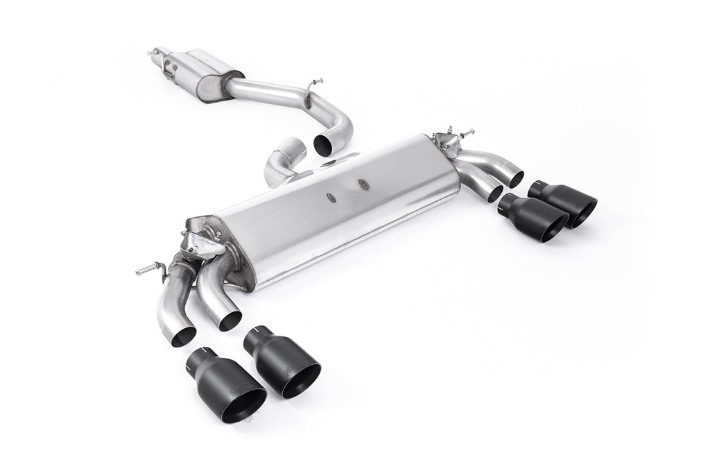 Audi S3 8V.2 - Resonated (Quieter) GPF/OPF-Back Exhaust System with Quad Round Cerakote Black Tips