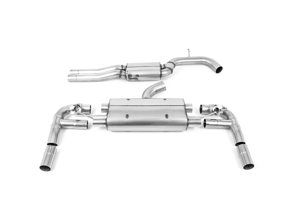 Audi RS3 8V - 80MM Resonated (Quieter) Cat-Back Exhaust System with Cerakote Black Trims