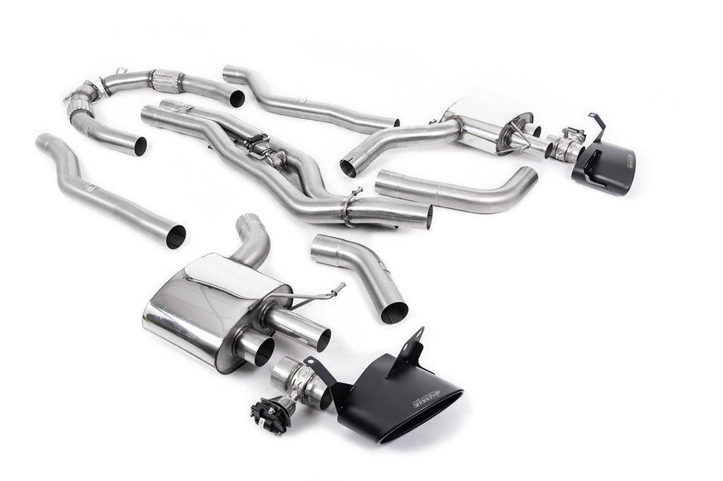 Audi RS6/RS7 C8 - Non Resonated Cat Back Back System (Twin 80mm) with Cerakote Black Oval Trims - Louder - (No Cutting Required)
