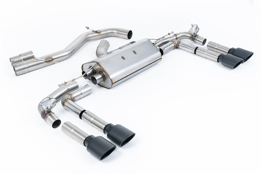 Audi S3 8Y - Part-Resonated Cat-Back Exhaust System with Cerakote Black Oval Trims