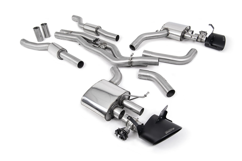 Audi RS6/RS7 C8 - Resonated (Quieter) Cat Back System (Twin 80mm) with Cerakote Black Oval Trims