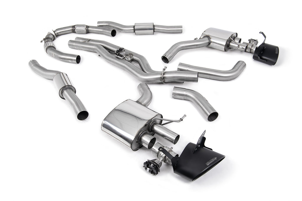 Audi RS6/RS7 C8 - Resonated (Quieter) Cat Back System (Twin 80mm) with Cerakote Black Oval Trims