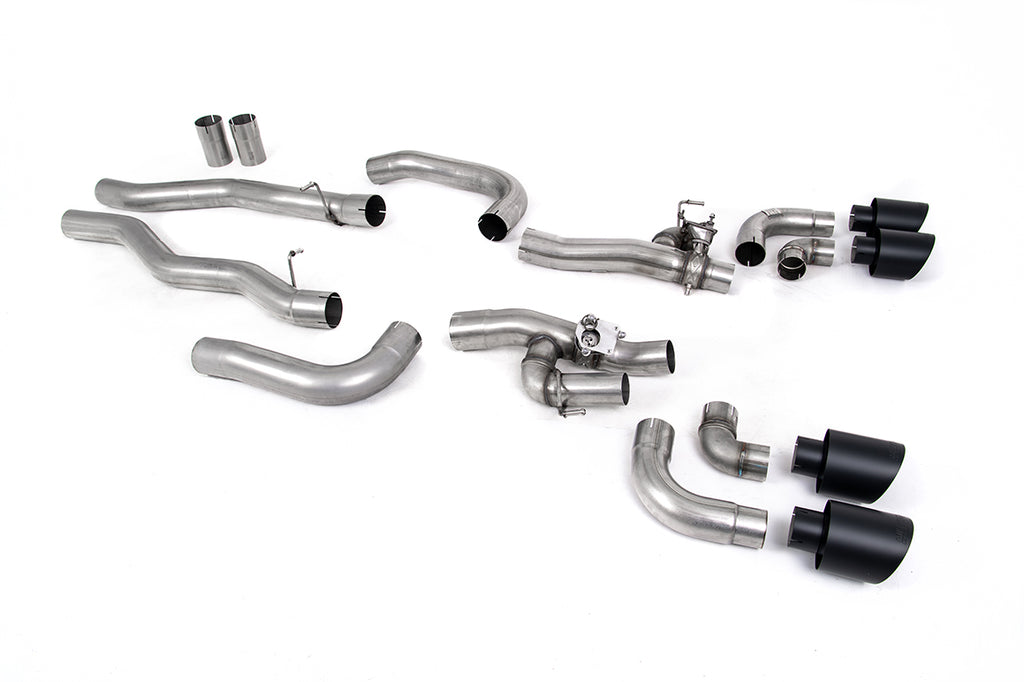 BMW M8 F91/92/93 (GPF Equipped) - OPF/GPF Back System with valved Rear Silencer Bypass  &amp; GT-115 Cerakote Black Trims