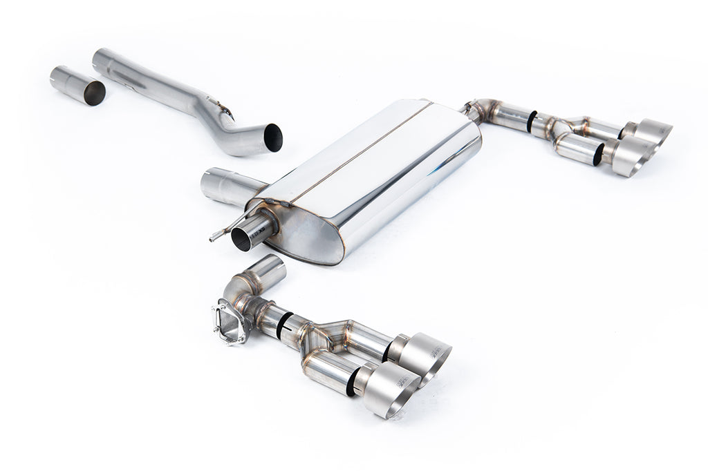 BMW F40 M135i - Maxton x Milltek - OPF/GPF Back Exhaust System with Quad GT-100 Brushed Titanium Trims - Fits Maxton Diffuser Only