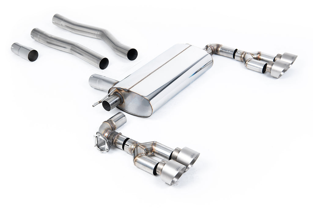 BMW F40 1 Series 128ti - Maxton x Milltek - OPF/GPF Back Exhaust System with Quad GT-100 Brushed Titanium Trims -  Fits Maxton Diffuser Only
