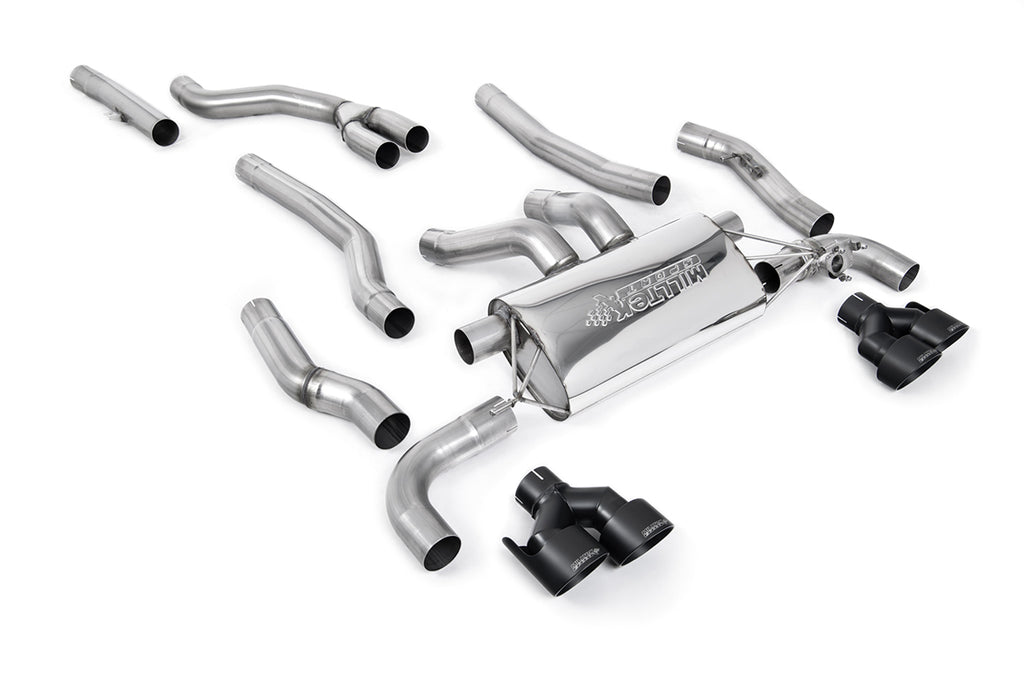 Cat Back Exhaust System with Quad GT-100 Cerakote Black Trims