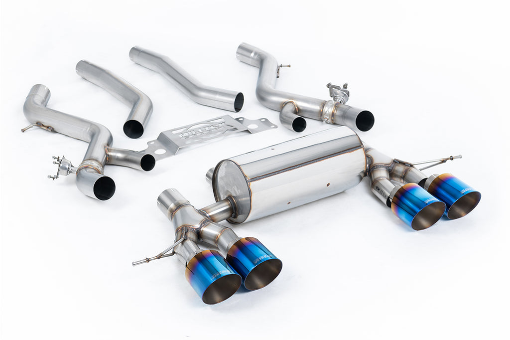 BMW G87 M2 - OPF/GPF Back with Centre Resonator Bypass &amp; GT-115 Burnt/Blue Titanium Trims