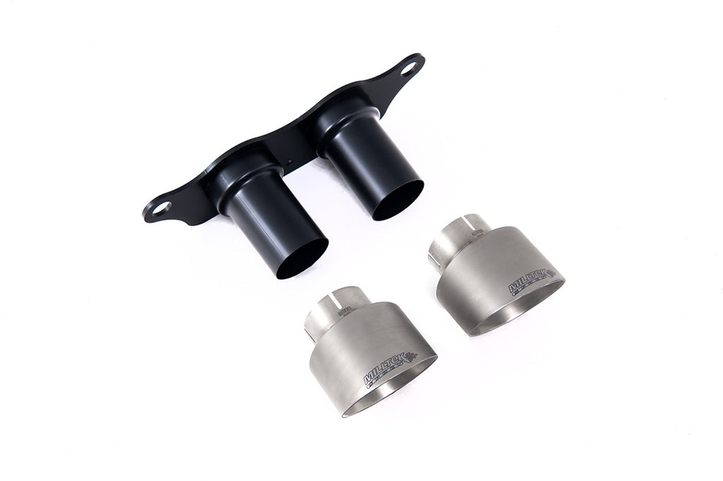 Porsche 991.2 GT3 &amp; GT3 RS - GT-100 Brushed Titanium Trims &amp; Mounting Plate - Fits to OE Silencer