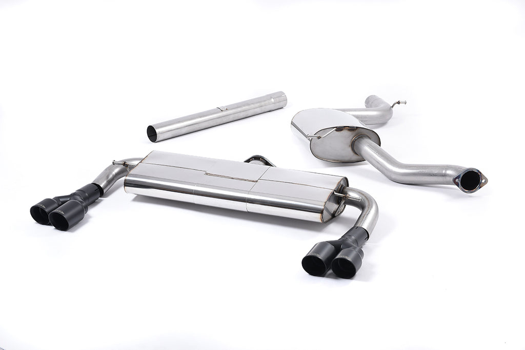 Seat Leon Cupra 280/290 (Non GPF Models) - Resonated (Quieter) Cat-Back Exhaust System with Front Silencer Delete &amp; Quad Black Round Tips