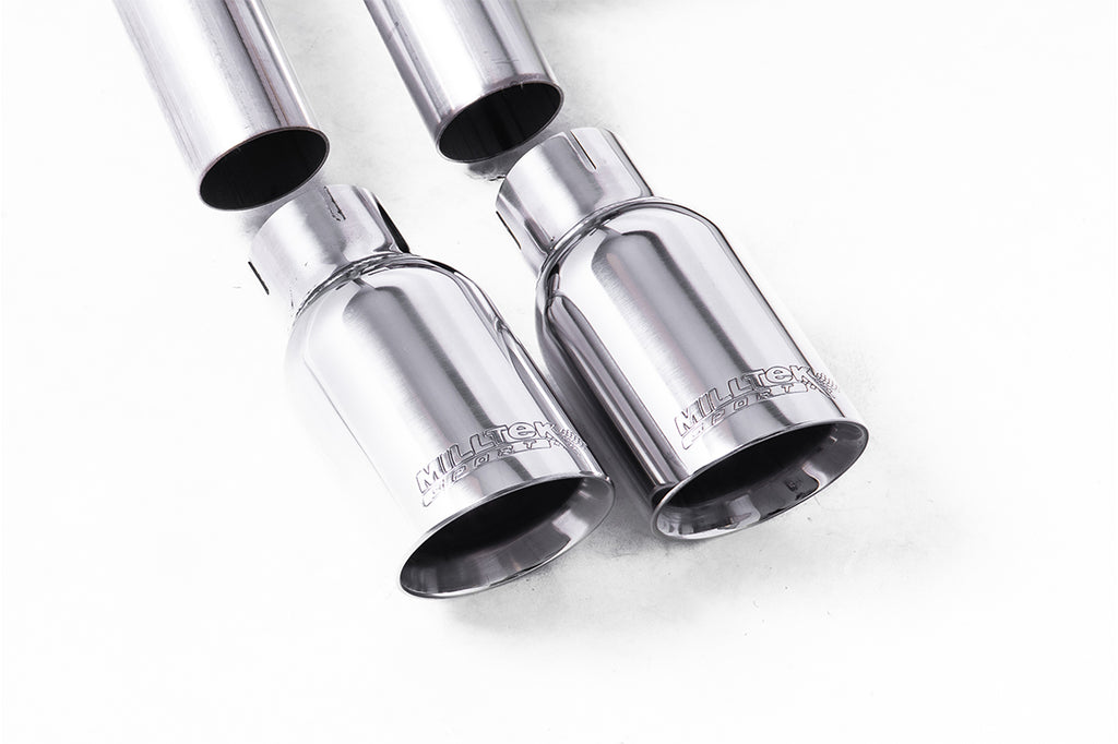 Seat Leon FR 1.8 TSI &amp; VW Golf MK7.5 1.5TSI - Non-Resonated (Louder) Cat-Back Exhaust System with Polished GT-80 Trims (GTD Style)