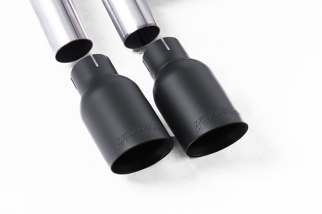 Seat Leon FR 1.8 TSI &amp; VW Golf MK7.5 1.5TSI - Non-Resonated (Louder) Cat-Back Exhaust System with Cerakote Black GT-80 Trims (GTD Style)