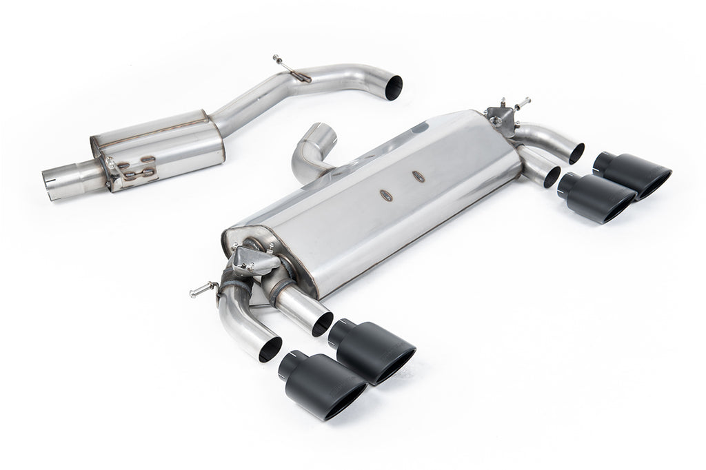 VW Golf R MK7 2.0 TSI (76.2mm systems) - Resonated (Quieter) Cat-Back Exhaust System with Cerakote Black Oval Tips