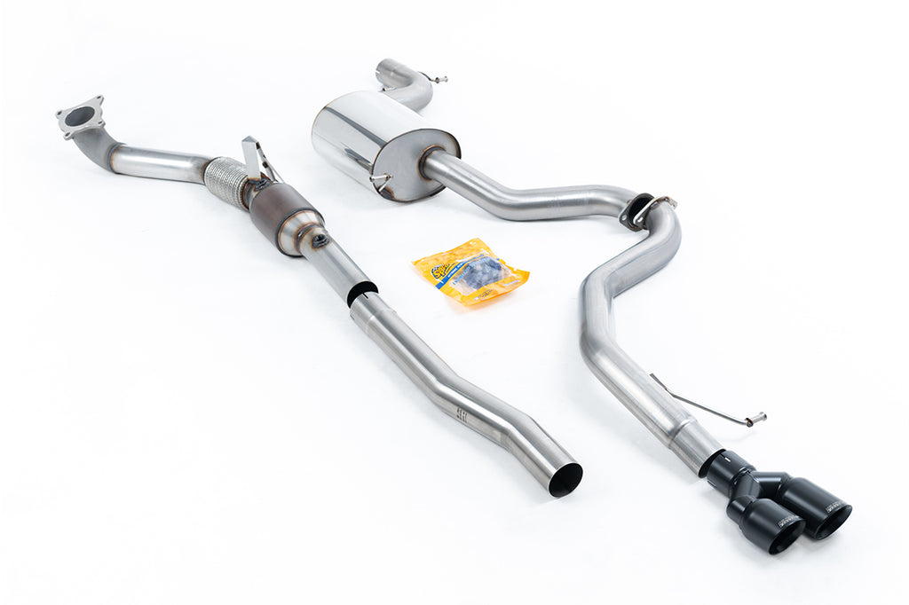 VW Jetta MK6 GLI 2.0T TSI - Resonated (Quieter) Turbo-Back Exhaust System with HJS Catalyst &amp; Twin Cerakote Black Tips