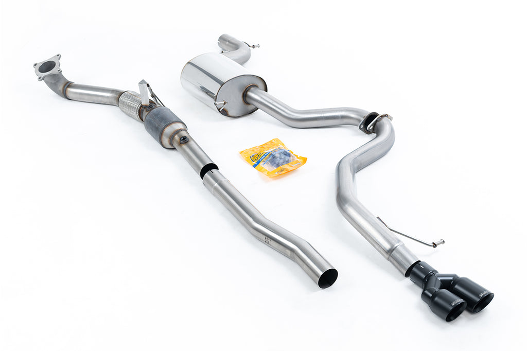 VW Jetta MK6 GLI 2.0T TSI - Resonated (Quieter) Turbo-Back Exhaust System with Hi-Flow Sports Catalyst &amp; Twin Cerakote Black Tips