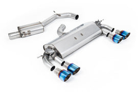 VW Golf R MK7 2.0 TSI (76.2mm systems) - Resonated (Quieter) Cat-Back Exhaust System with Burnt Titanium GT-100 Round Trims