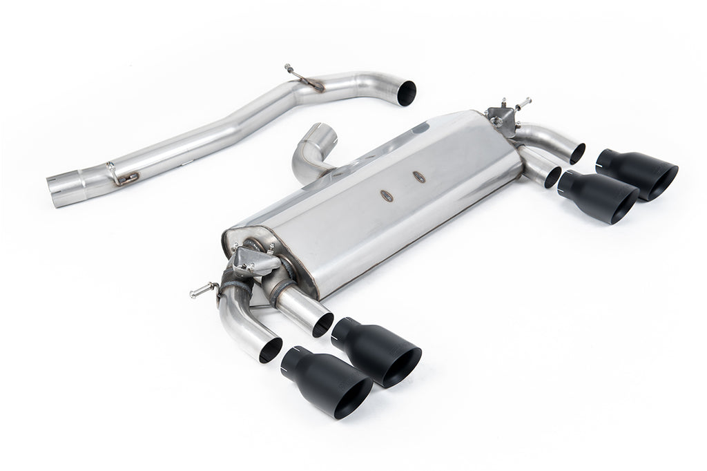 VW Golf R MK7 2.0 TSI (76.2mm systems) - Non-Resonated (Louder) Cat-Back Exhaust System with Cerakote Black GT-100 Round Trims
